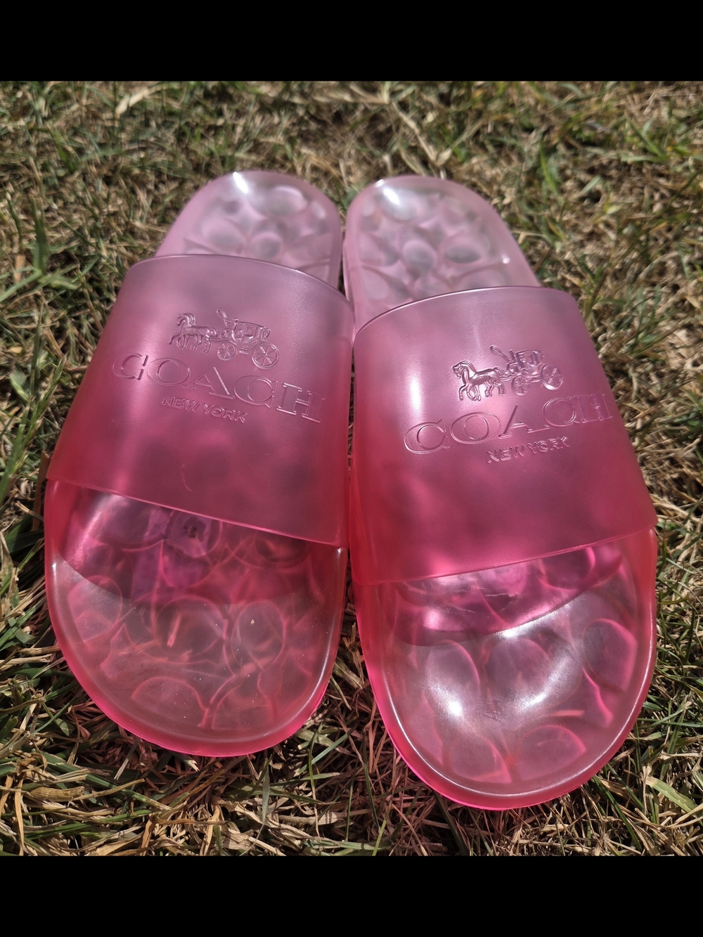 Coach Hot Pink Translucent Jelly Slide Sandals